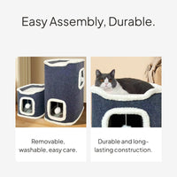 Cat Tree Condo with Scratcher and Plush Winter House