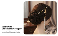 Peony Flower Hair Clip Bridal Headwear Chinese Hair Crown Intricate Details Chinese Tassel Hairpin for Brides, Women, Weddings, Cosplay, Photo Shoots