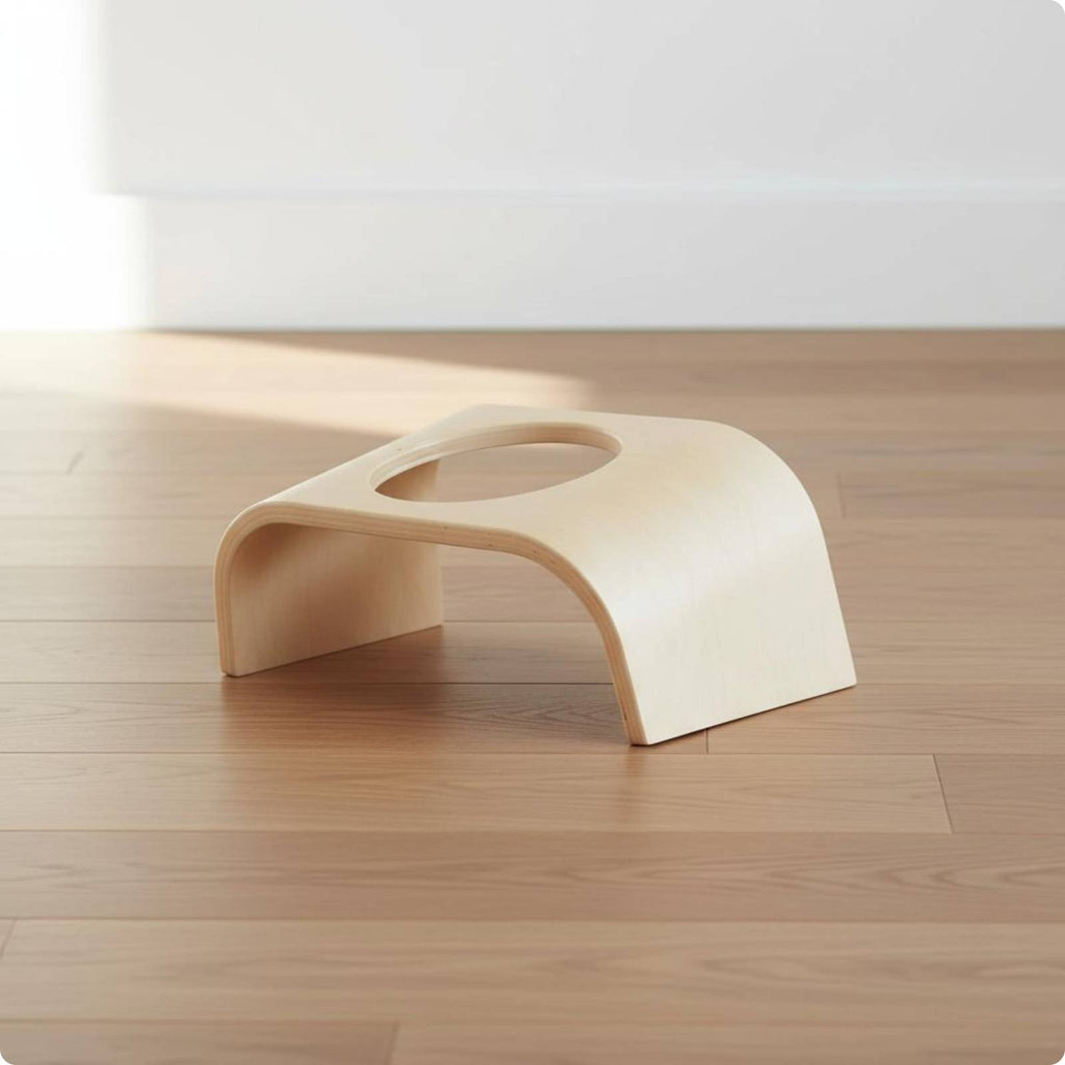 Tilted Wooden Pet Feeder Stand Dishwasher Ceramic Cat Bowl Stand Non-Slip Base Tilted for Cats