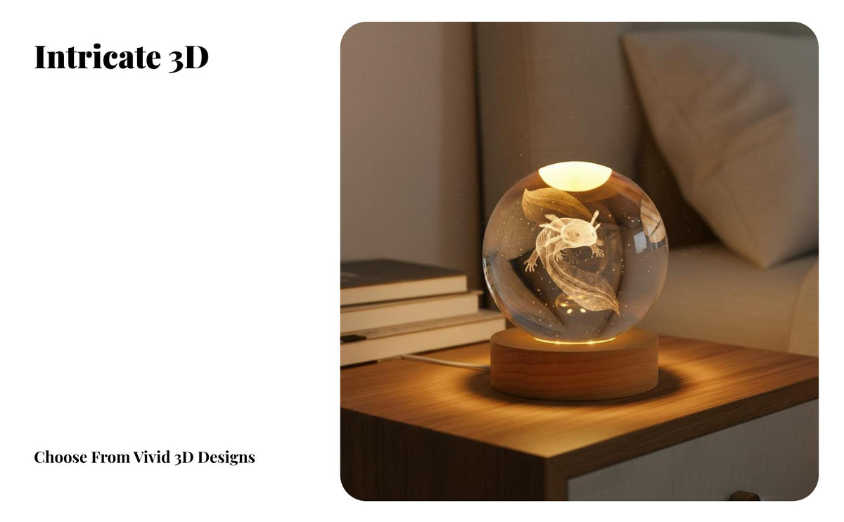 Three-Dimensional Crystal Ball Night Light Aesthetic Design Three-Dimensional Crystal Ball Lamp Gift Box Included Engraved Glass Night Light