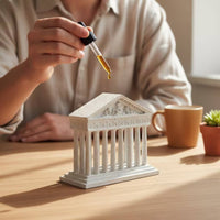 Classical Greek Temple Ornament Stone-Look Temple Model Classic Building Sculpture Ancient for Tabletop
