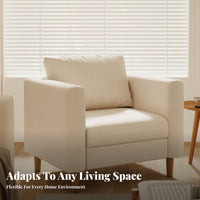 Wood Frame Accent Chair Japanese aesthetic Upholstered Side Chair Thick Foam pad Easy Assembly for Book Lovers, Living Room
