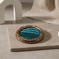 round Velvet Display Platter Elegant Design Retro Photo Prop Tray Baroque Style Trinket Dish for Photographers