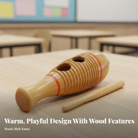Entertaining to Use Wooden Frog Guiro distinctive Gift concept Croaking Frog Instrument Handmade Educational Toy for Children, Preschoolers, Music educators, Kindergarten, Early Learning center, Parties, Home