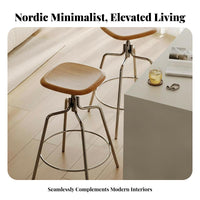 Nordic Design Adjustable rotating Counter Chair Minimalist and design Adjustable Pedestal Stool Stable Round Base Bar Seating Built-in Footrest for homeowners, Adults, Kitchen Island, Cafe, Pub