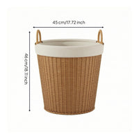 Open-Top Imitation Rattan Basket Long-Lasting Tapered Laundry Hamper Stylish Woven Basket with Handles Lightweight for Bedroom