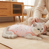 Cat Recovery Suit with Snap Button, Breathable Polyester Spay Suit for Cats, Sleeveless Neuter Suit, Post Surgery Anti Licking Medical Apparel