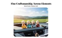 Car Dashboard Monk Decoration Small Size Car Dashboard Decoration Cute Monk Statue Non-Fading Meditative Design Resin Figurine