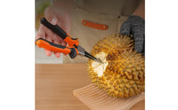 Labor Saving Durian Opener Easy to Use Durian Shell Opener Strong Grip Handle Coil-Assisted Loaded for Elderly, Kids, Commercial, Fruit Shop, Restaurant