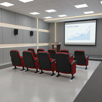 Multimedia Conference Seat Built-in Cup Holder Lecture Chair with Writing Metal Frame Folding Theater Seat with Cupholder