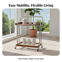 mid-centurymid-century-modern design 2-Tier Rolling End Table With casters 2-Tier Rolling Cart Retro Design Utility Trolley Multi-Functional for Homeowners, Apartment Dwellers, Students, Living Room, Bedroom, Small Spaces, Home Office