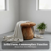 Wabi-Sabi Aesthetic Mushroom-Shaped Stool Rustic Design Mushroom-Shaped Log Seat Multi-Functional Household Furniture sturdy Build for Art lovers, Nature Lovers, Interior Designers, Entryway, Living Room, Bedroom, Cabin