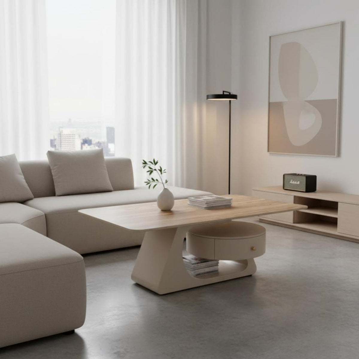 2 Pieces Modern Design Nesting Table Combo Minimalist design Household Furniture Light Luxury Space-Saving for Apartment Dwellers, Homeowners, Students, Living Room, Small Spaces, Lounge Area, Office