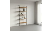 Minimalist Design Multi-Tier Storage Shelf Space Saving Wood and Metal Etagere Industrial Leaning Bookshelf for Living Room, Home Office, Bedroom