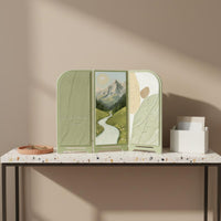 Folding Landscape Screen Crisp Aesthetic Triptych Standing Panel for Tabletop