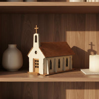 Wooden Church Kit Display Ornament Church Model DIY for Miniature Scene