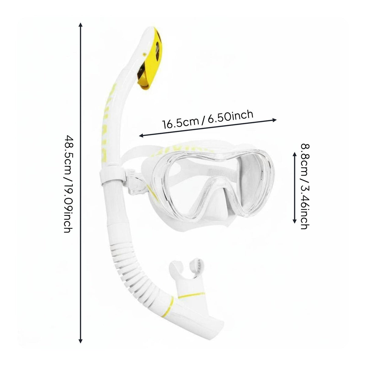 Anti-Fog Diving Mask and Snorkel Set Leak-Proof Seal Panoramic Snorkel Mask Food-Grade Silicone Watersports Equipment for Swimming