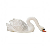 Fiberglass Floating Swan Figurine Textured Feathers Swan Pond Ornament Orange Beak Outdoor for Landscape Display
