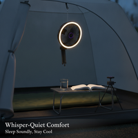 Portable USB Rechargeable Camping Fan with Tripod Stand and LED Light for Indoor/Outdoor Use