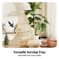 2 Pieces Sturdy Christmas Tree-Shaped Fruit Tray Tiered Fruit Tray Festive Design for Holiday Table