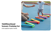 Indoor/Outdoor Use Sensory Training Balance Path Improves Physical Skills Modular Balance Beam Set Develops Coordination Kids Stepping Stones and Beams Non-Slip Surface for Preschoolers, Toddlers, Kindergarten, Daycare, Playroom