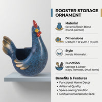 Entryway Catchall Dish Nordic Aesthetic Male Chicken Storage Ornament Housewarming Gift Hen Shaped Trinket Holder for New Homeowners, Living Room