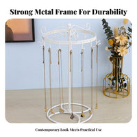 Rotating Necklace Holder Curved Hooks Rotating Jewelry Stand Metal Necklace Holder