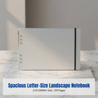 Letter Size Horizontal 6-Hole Loose-Leaf Notebook, Mind Map, Detachable, Graph, Cornell, Blank Refills, Sturdy Transparent PP