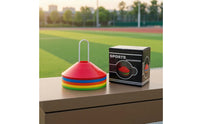15 Pieces Sports Marker Discs Easy to Store Disc Cones with Holder Portable Agility Cones with Holder for Football Practice