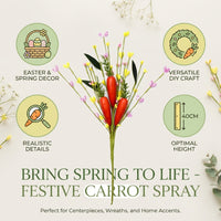 Artificial Carrot Branch Colorful Colors Decorative Carrot Bouquet Realistic Appearance Easter Egg Fruit Stem for Homeowners, Vase Arrangement, Office