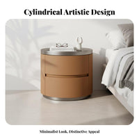 Luxury Design Round 2-Drawer End Table Modern Design Round Tiered Cabinet Space-Saving Nightstand Multipurpose for Homeowners, Apartment Dwellers, Students, Small Areas, Living Room, out of Stock Ice