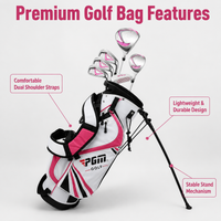 Beginner Kids Club Set, 6 Piece Right-Handed with Lightweight Carbon Fiber Shafts, Putter, Stand Bag, for 95-115cm Junior Players