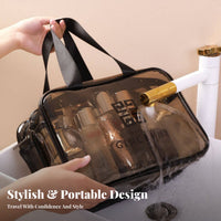 Water-Dry Partition Separation Bag Waterproof Transparent Cosmetic Bag Large Capacity Transparent PVC Travel Pouch for Trip Ers, Women, Gym