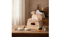 Wooden Play Kitchen with Accessories Kids Tabletop Toy Cooker Young Child Wooden Play Kitchen Set for Playroom