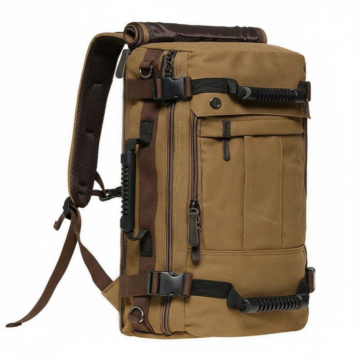 Wear-Resistant Vintage Canvas Backpack Heavy Duty Large Capacity Rucksack Breathable Padded Straps for Travelers, Students