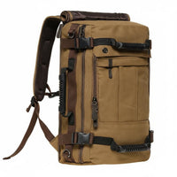 Wear-Resistant Vintage Canvas Backpack Heavy Duty Large Capacity Rucksack Breathable Padded Straps for Travelers, Students