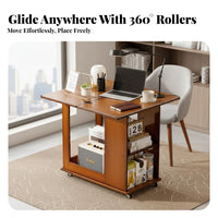Movable with Wheels Rolling Dropflap Storage Trolley Space-Saving Dropflap Kitchen Trolley Multi-Functional Home Furnishing 360° Swivel Casters for Small Apartment Dwellers, Homeowners, Students, Living Room, Bedroom, Breakfast Nook