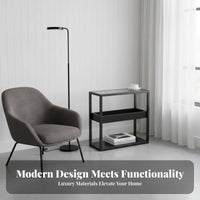 Modern Aesthetic Fluted Glass Surface End Table Space-Saving Design Tiered Accent Table Multi-Layer Storage Household Furniture Stable Frame for Apartment Dwellers, Homeowners, Students, Living Room, Bedroom, Small Areas, Sofa Side