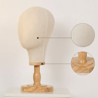 Tabletop Mannequin Head with Wooden Base Neutral Head Mannequin with Wooden Base Stable Hat Stand Long-Lasting for Milliners
