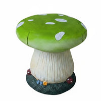 Weather Resistant Fungus-Shaped Garden Stool Hand-Painted Look Resin Fungus-Shaped Seat Bright Colors for Outdoor
