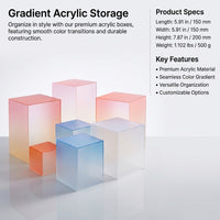 Acrylic Display Case Organizer Box, Gradient Material Design, Storage for Shelves for Desk, Stationery for Teens