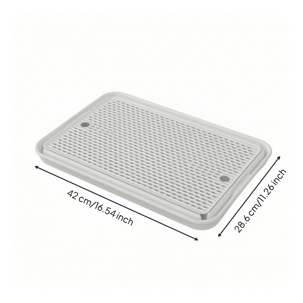 Low-Height Cat Litter Box with Grid Shallow Perforated Litter Tray Rectangular Compact for Cats, Kittens, Indoor, Small Areas