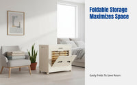 Large Capacity Storage Box, Foldable Organizer, Flip Lid, Wheeled, for Bedroom and Home