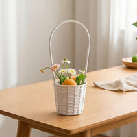 Imitation Rattan Flower Basket Woven Basket with Handle Elegant Lightweight for Weddings