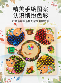 Wooden Hedgehog Spinning Top Toy for Kids Early Education and Math Learning