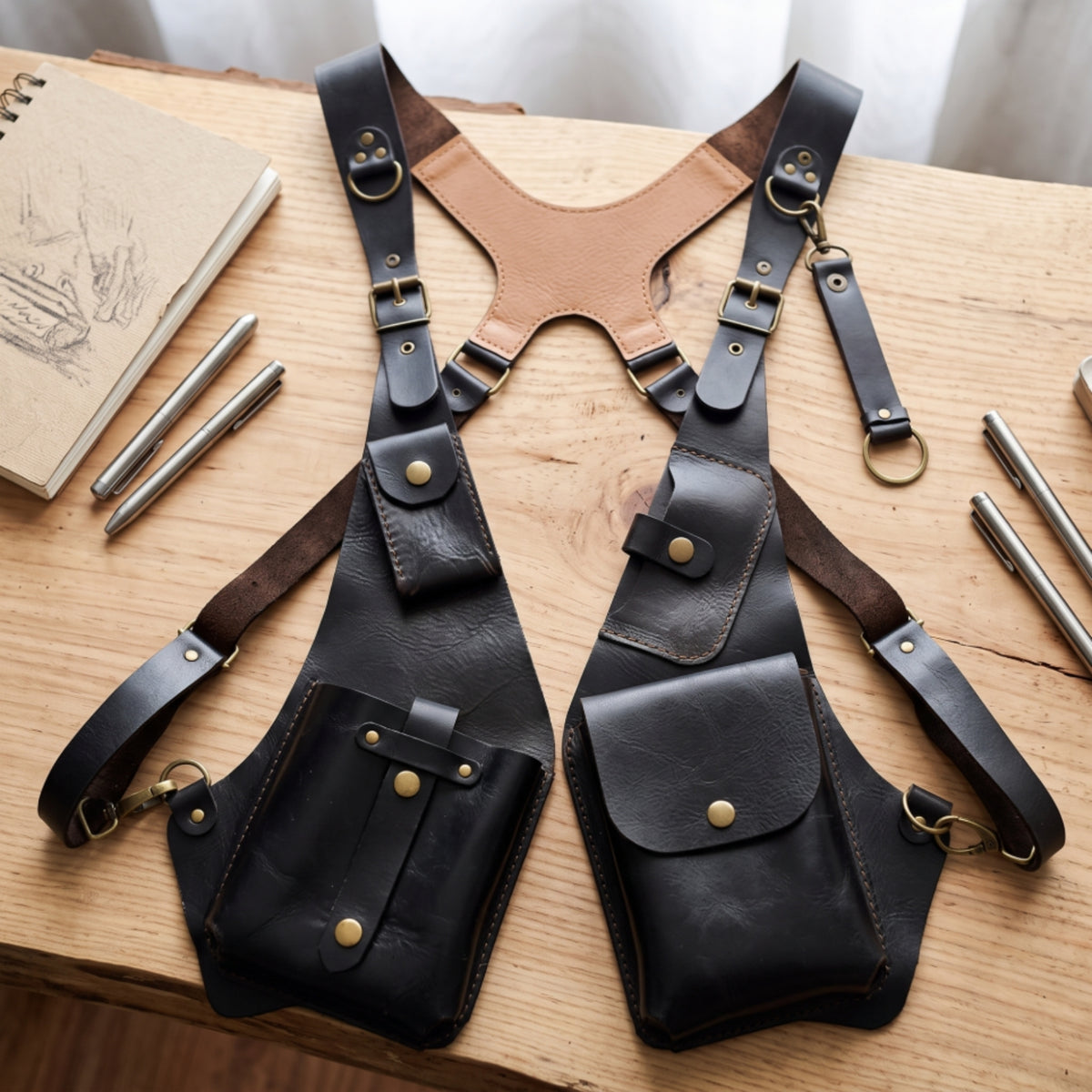 Harness Bag Utilitarian Armpit Bag Wallet with Pockets Compact Chest Rig for Streetwear, Outdoor