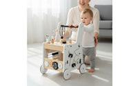 Anti-Tip Design Multifunction Baby Stroller Shape Sorter Wooden Baby Stroller Sturdy Wood Children's Play Gear Early Learning for Toddlers, Kids, Indoor