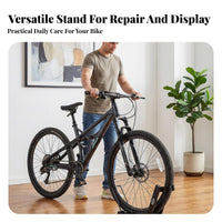 Cylindrical Metal Two-Wheeler Support Stand L-Shaped Bike Parking Stand Wheel Hoop Freestanding Bike Holder Curved Cradle for Maintenance