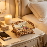 Antique-Inspired Decorative Ornate Tabletop Vintage-Style Vessel Floral for Smokers, Collectors, Coffee Table, Living Room, Office