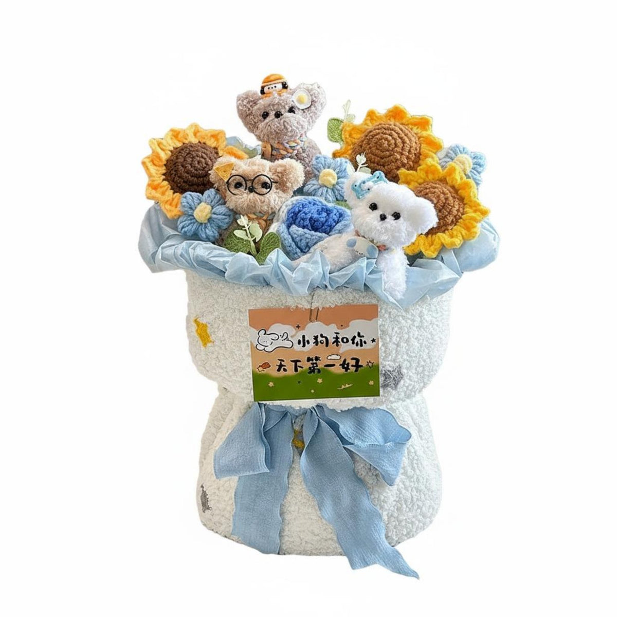 Cute Design Pipe Cleaner Puppy Arrangement Chenille Stem Dog Arrangement for Women, Girlfriend, Mother's Day, Anniversary, Home Decor